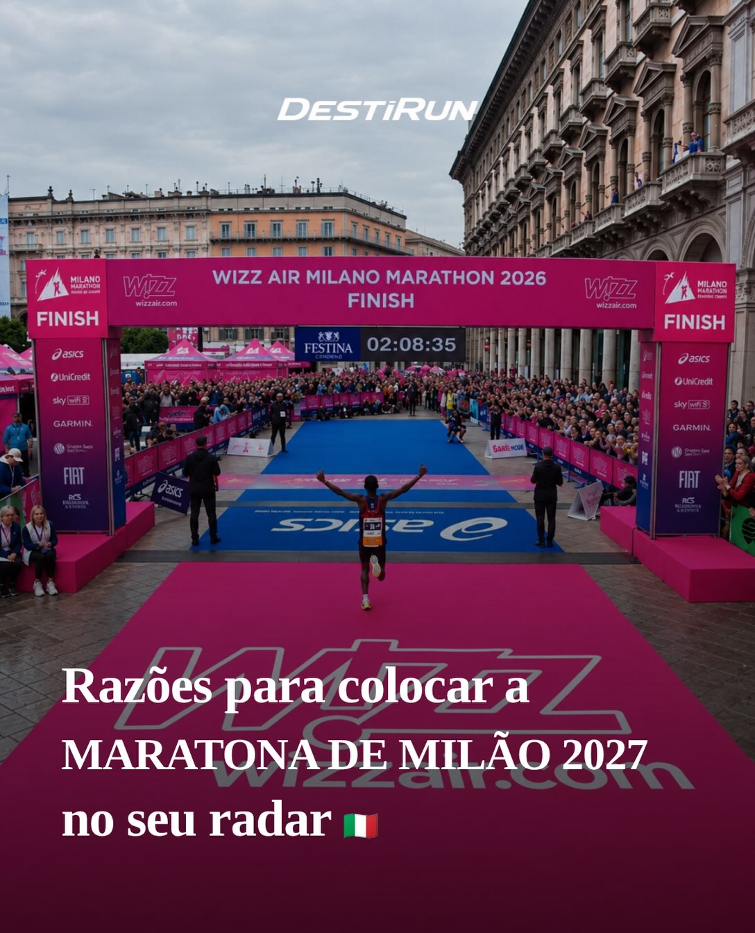 Publicação da DestiRun sobre a Maratona de Milão